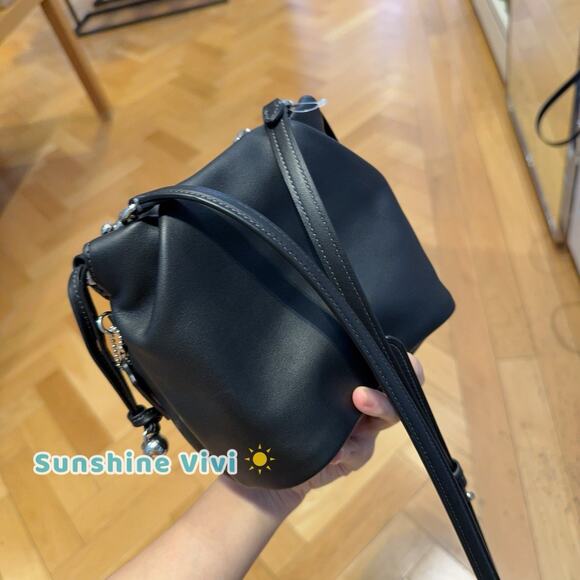 NWT Coach Faye Mini Drawstring Bag With Ruching CDB67 Silver Black - Picture 3 of 6